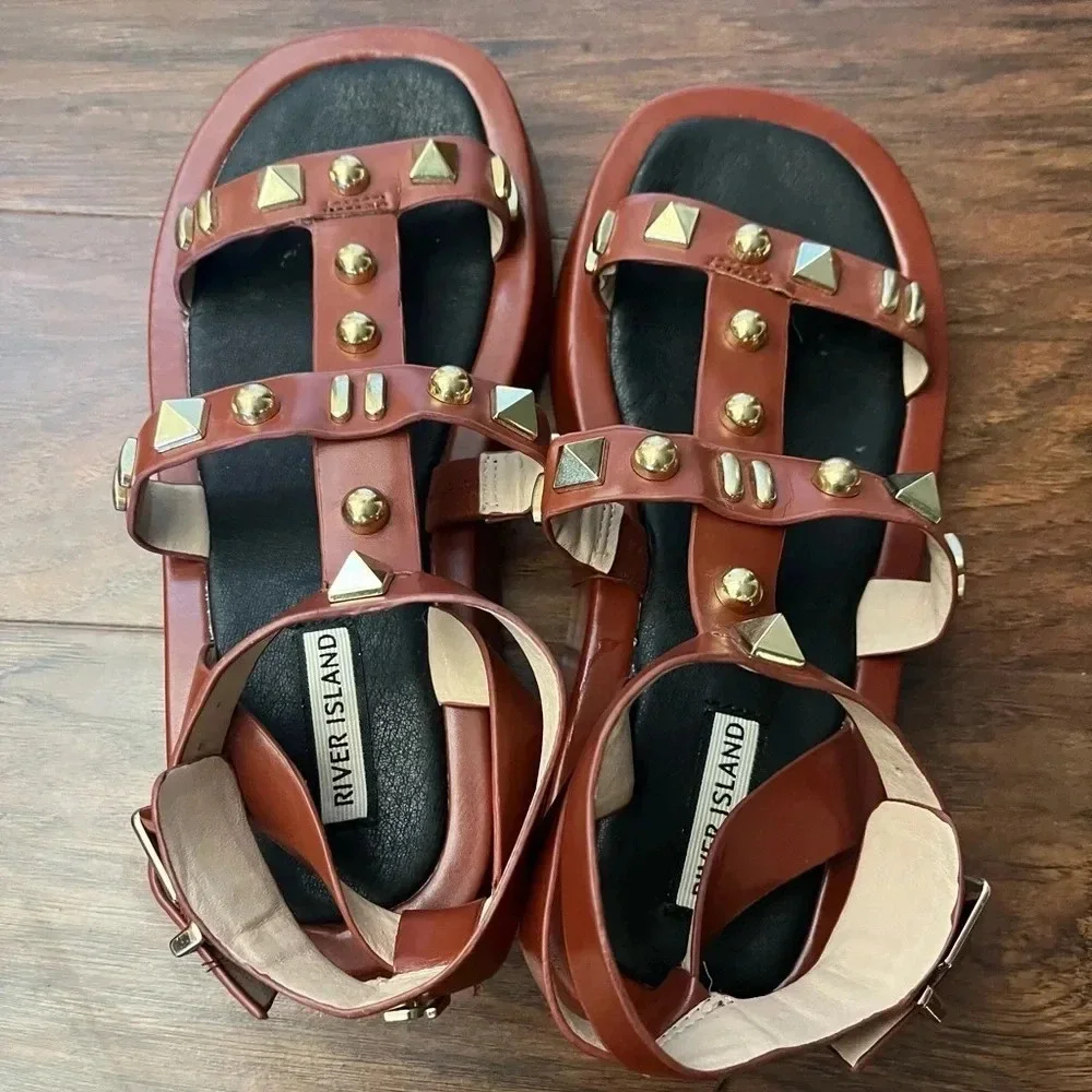 Brown Gladiator Sandals by Ruver Island Size 7-Like New